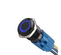 Mintice™ Black Case 16mm Blue Angel Eye Symbol LED 12V Push Button Metal Toggle Switch Socket Plug Wire Car Vehicle