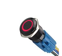Mintice™ Black Case 16mm Red Angel Eye Symbol LED 12V Push Button Metal Toggle Switch Socket Plug Wire Car Vehicle
