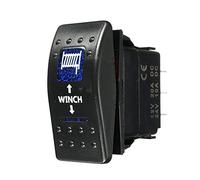 Mintice™ Car Vehicle 12V 20A Blue LED Light Rocker Toggle Switch 7Pin Winch in out light Momentary