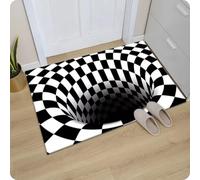 MINTIFNT 3D Vortex Illusion Black and White Rug for Bedroom Floor Mat Abstract Geometric Optical Vertigo Carpet Non-slip Livingroom Decor 160x230cm