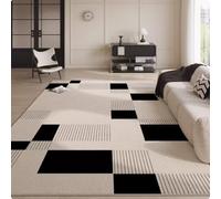 MINTIFNT Modern Cream Style Living Room Carpet Sofa Light Luxury Coffee Table Bedroom Area Rugs Home Decorative Carpet White Black 160x230cm