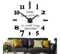 Mintime Frameless Large 3D DIY Wall Clock Mute Mirror Stickers Home and Office School Decoration Black-14