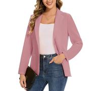 MINTLIMIT Blazer Women Casual Suit Notched Lapel Classic Long Sleeve Tailored Jacket Patch Pockets (Dusty Rose XXL)