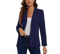 MINTLIMIT Blazer Women Casual Suit Notched Lapel Classic Long Sleeve Tailored Jacket Patch Pockets (Navy XXL)