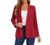 MINTLIMIT Blazer Women Elegant Suit Notched Lapel Classic Long Sleeve Tailored Jacket Patch Pockets Size 24 (R-Red XXL)