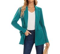MINTLIMIT Blazer Women Elegant Suit Notched Lapel Classic Long Sleeve Tailored Jacket Patch Pockets (Darkcyan XXL)