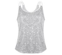 MINTLIMIT Elegant Women’S Full Lined Sequin Tank Top Double Shoulder Straps and Scoop Neck for A Stunning Look (Sliver M)