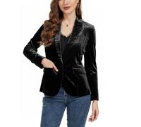 MINTLIMIT Long Sleeve Velvet Blazer Women One Button Basic Shawl Collar Cardigan Coat Work Jackets Dressy Casual Black