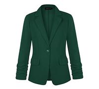 MINTLIMIT Stylish Cropped Women's Blazer Suit with Flap Pockets and One Button Closure for Casual Wear GN-Olive Green XL