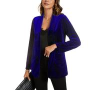 MINTLIMIT Women Casual Velvet Blazers Shawl Lapel Open Front Work Suit Long Sleeve Office Blazer Jacket with Pockets 2025 Fall Royal Blue