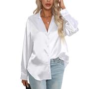 MINTLIMIT Women Satin Blouse Long Sleeve V Neck Silk Shirts Casual Collar Button Down Shirt Work Office Blouses Top