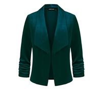 MINTLIMIT Women Velvet Blazers Jacket Classic Blazer Suit Shawl Collar Evening Wedding Guests (Dark Green XXL)