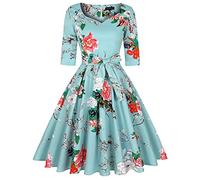MINTLIMIT Women's 1950s Sweetheart Vintage Dresses Audrey Hepburn Style Party Dresses,3/4 Sleeve_B,Large