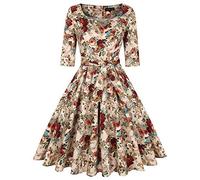 MINTLIMIT Women's 1950s Sweetheart Vintage Dresses Audrey Hepburn Style Party Dresses,3/4 Sleeve_C,Large