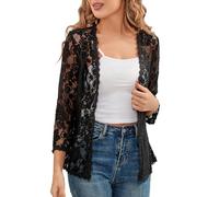 MINTLIMIT Women's 3/4 Sleeve Bolero Shrugs Elegant Crochet Top Floral Lace Open Front Cardigan