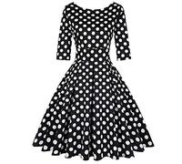 MINTLIMIT Women's Audrey Hepburn Vintage Style Polka Dots Rockabilly Cocktail Swing Dress,White,L