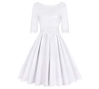 MINTLIMIT Women's Audrey Hepburn Vintage Style Rockabilly Cocktail Swing Dress,White,XL
