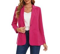 MINTLIMIT Womens Blazer Notched Lapel Classic Suit Jacket Polished Tops Coat Outerwear Patch Pockets Size 24 (R-Hot Pink XXL)