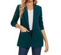 MINTLIMIT Womens Blazer Notched Lapel Classic Suit Jacket Polished Tops Coat Outerwear Patch Pockets (Dark Green XXL)