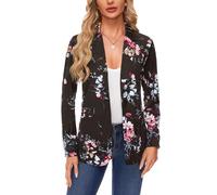 MINTLIMIT Womens Blazer Notched Lapel Classic Suit Jacket Smart Tops Coat Outerwear Patch Pockets (Floral Black #1 XXL)