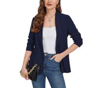 MINTLIMIT Womens Blazer Shawl Collar Suit Jacket Pad Shoulder Blazers Button Jackets with Pockets Casual (Navy XXL)