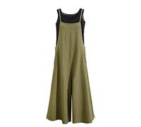 MINTLIMIT Women's Casual Jumpsuits Baggy Bib Pants Overalls Plus Size Wide Leg Rompers Loose Dungarees A#Green S