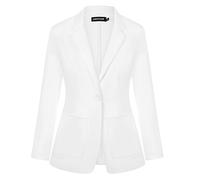 MINTLIMIT Women's Classic Suit Jacket Notched Lapel Patch Pockets Professional Timeless Blazers (White M)