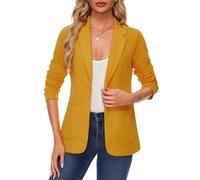 MINTLIMIT Women's Classic Suit Jacket Notched Lapel Patch Pockets Professional Timeless (Dark Yellow M)