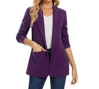 MINTLIMIT Women's Classic Suit Jacket Notched Lapel Patch Pockets Professional Timeless (Purple M)