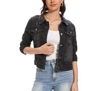 MINTLIMIT Women's Croped Denim Jacket Lapel Jean Coat Button 2025 Trendy 3/4 Sleeve Short Denim Jackets