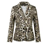 MINTLIMIT Women's Graphic Colorful Art Print Blazer Long Sleeve Printed Style Welted Pockets Yellow Leopard for Trendy Outfits (Yellow Leopard XL)