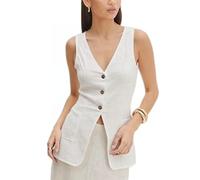 MINTLIMIT Women's Long Linen Vest Lightweight Casual Button Down Sleeveless 2025 Summer V Neck Tank Tops Waistcoat Jacket