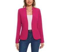 MINTLIMIT Women's Long Sleeve Work Blazer Notch Collarless 2-Button Closure Casual & Office-Ready Design All Seasons (Hot Pink S)