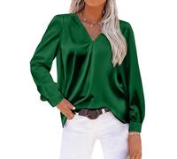 MINTLIMIT Women's Satin Blouse Tops Elegant V Neck Long Sleeve Silk Blouses Shirts Casual Office Work Shirt 2024
