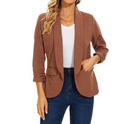 MINTLIMIT Womens Shawl Collar Blazer Jacket Open Front Long Sleeve Work Office Suit Jacket BN-Brown XXL