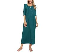 MINTLIMIT Womens Sleep Shirt Henley V Neck Sleepwear Nightshirts Short Sleeve Buttons Nightgowns Sleep Tee with Pockets,Blue #3,8 10