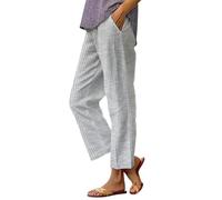 MINTLIMIT Womens Striped Linen Trousers Summer Wide Leg Pants Casual Pant with Pockets Elasticated High Waist Lounge Pants