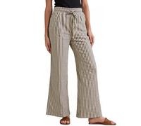 MINTLIMIT Womens Striped Linen Trousers Summer Wide Leg Pants Casual Pant with Pockets Elasticated High Waist Lounge Pants Apricot