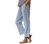 MINTLIMIT Womens Striped Linen Trousers Summer Wide Leg Pants Casual Pant with Pockets Elasticated High Waist Lounge Pants