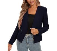 MINTLIMIT Women's Suits & Blazers Open Front Collarless Suit Jacket Cropped Bolero Jacket Shrug (Navy S)