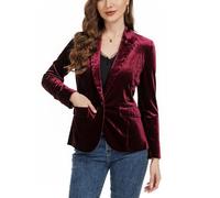 MINTLIMIT Women's Velvet Blazer Long Sleeve Tailored Jackets One Button Shawl Collar Velvet Jacket for Work and Evening Events