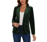 MINTLIMIT Women's Velvet Suit Blazer Jacket Casual Office Work Long Sleeve Button Pockets Tailored Jacket Coat Blazer (Army Green XXL)
