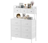 Mintnook Chest of Drawers, 9-Drawer Bedroom Cabinet with Handles, Wood Top, Metal Frame, Tall Storage Unit Dressing Table for Bedroom, Living Room, White