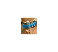 mintolex 7 Pack Women Boho Beaded Colorful Shell Elastic Cowboy Sea Shell Anklet Stackable Summer Beach Accessories Beautiful Hawaiian Jewelry, Adjustable, Acrylic, No Gemstone