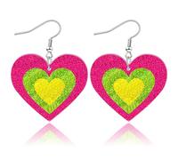 Mintolex 80s Neon Heart Earrings for Women Glitter Acrylic Y2K Retro Cute Earrings for 80’s 90’s Outfits Party Disco Rave Festival 80s Accessories Jewelry, Acrylic, No Gemstone