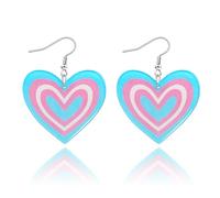 Mintolex LGBT Rainbow Heart Dangle Earrings for Women Men LGBTQ Bisexual Trans Lesbian Pride Gifts with Progress Flag Acrylic Jewelry Accessories, S, Acrylic, No Gemstone