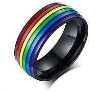 Mintolex Pride Ring Titanium Steel Eternity LGBT Rainbow Ring Lesbian Independent Bisexual Trans Non-Binary LGBTQ Pride Moon Friendship Marriage Promise Band Ring Pride Jewelry Gift Couples Men Women
