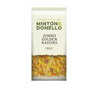 Minton & Donello 1Kg Jumbo Golden Raisins - Suitable for Vegans and Vegetarians - Cholesterol Free, and Fat Free - High in Antioxidants and Fibre