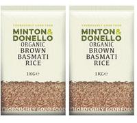 Minton & Donello 1Kg Organic Long Grain Brown Basmati Rice - High Fibre, Low Glycaemic Index, Rich in Nutrients (Pack of 2)