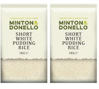 Minton & Donello 1Kg Short White Pudding Rice - Great for Creamy Risottos, Rice Puddings, Soups, and Stews (Pack of 2)